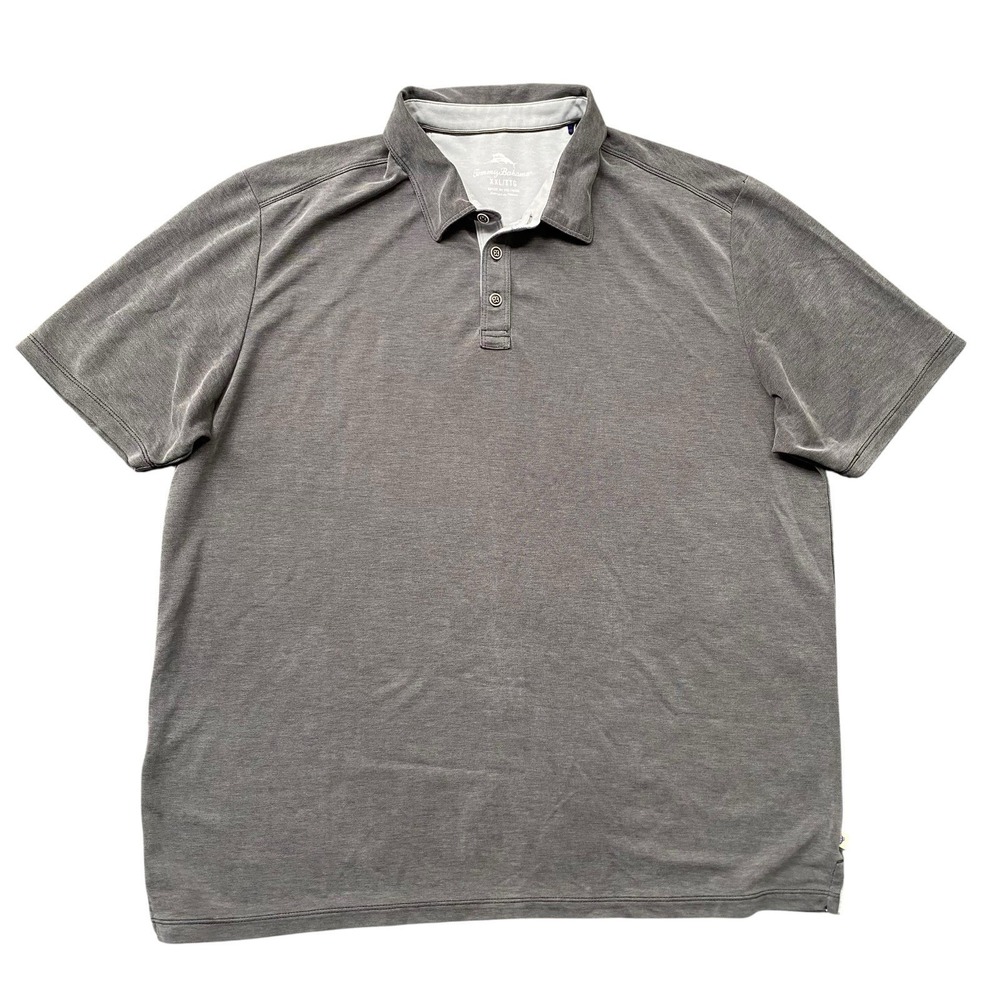 Tommy Bahama Men 2XL Gray Polo Shirt XL Short Sleeve Coastal Country Club Golf